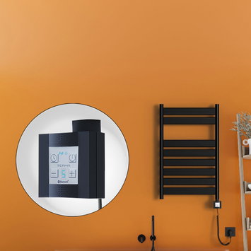 Radiva - Bora Bora Electric Towel Warmer 500x800 Matte Black Ktx4 300 W (Spiral Cable)