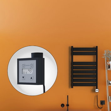 Radiva - Bora Bora Elektrikli Havlupan 500x800 Siyah (KTX3 Termostat) 300W Spiral Kablolu