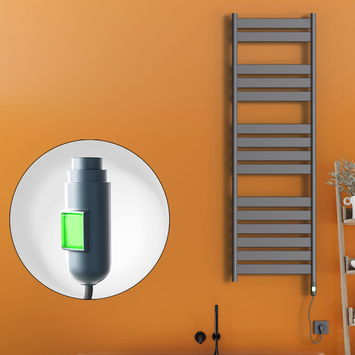 Radiva - Bora Bora Electric Towel Warmer 600 Watt 500x1600 Anthracite (On/Off)