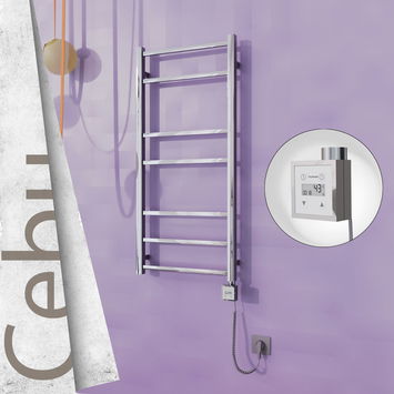 - Cebu Sèche Serviettes Electrique 500x1050 Finition de polissage Ktx3 200 Watt Câble en spirale  - Cebu Sèche Serviettes Electrique 500x1050 Finition de polissage Ktx3 200 Watt Câble en spirale