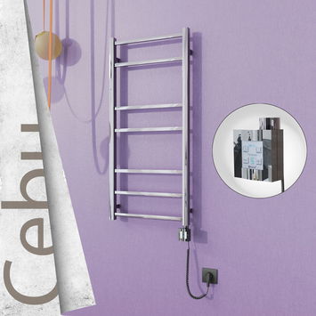 - Cebu Electric Towel Warmer 500x1050 Mirror Finish Ktx4 200 W (Spiral Cable)  - Cebu Electric Towel Warmer 500x1050 Mirror Finish Ktx4 200 W (Spiral Cable)
