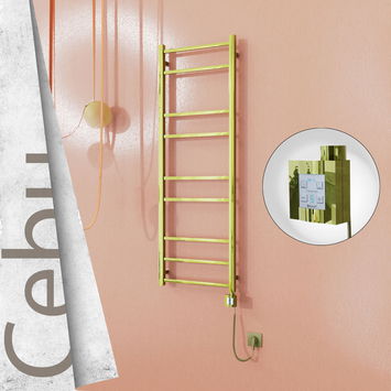  - Cebu Sèche Serviettes Electrique 500x1395 Or Ktx4 300 Watt Câble en spirale