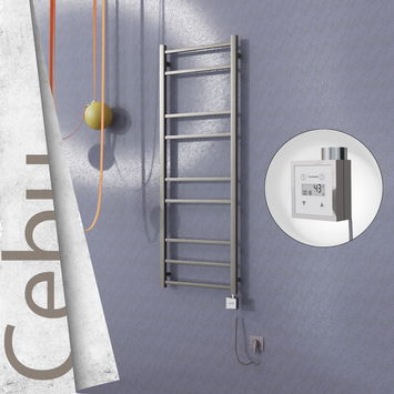 - Cebu Sèche Serviettes Electrique 500x1395 Finition peinture satiné Ktx3 300 Watt Câble en spirale  - Cebu Sèche Serviettes Electrique 500x1395 Finition peinture satiné Ktx3 300 Watt Câble en spirale