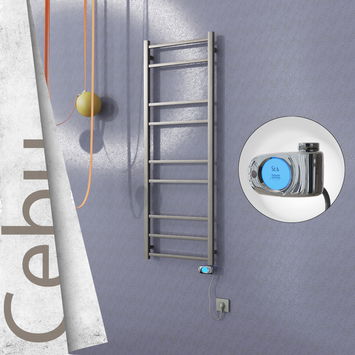 - Cebu Sèche Serviettes Electrique 500x1395 Finition peinture satiné (Thermostat Musa) 300 Watt  - Cebu Sèche Serviettes Electrique 500x1395 Finition peinture satiné (Thermostat Musa) 300 Watt