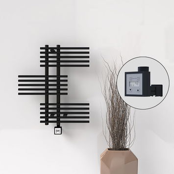 Radiva - FIJI Electric Towel Warmer 650x740 Black Matt (KTX3 Thermostat) 300W Radiva - FIJI Electric Towel Warmer 650x740 Black Matt (KTX3 Thermostat) 300W