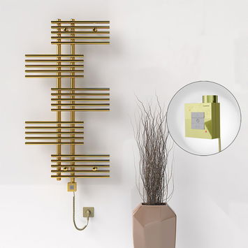 Radiva - FIJI Electric Towel Warmer 650x1250 Gold (KTX1 Thermostat) 300W Spiral Cable