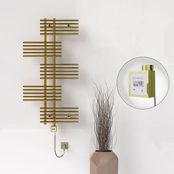 Radiva - FIJI Electric Towel Warmer 650x1250 Gold (KTX3 Thermostat) 300W Spiral Cable