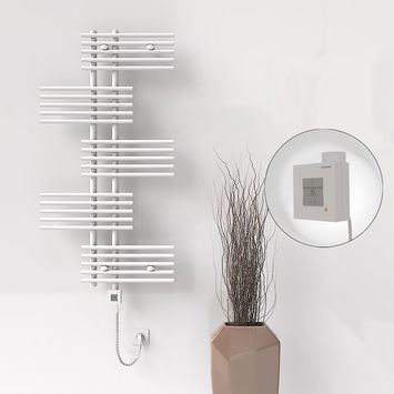 Radiva - FIJI Electric Towel Warmer 650x1250 White (KTX1 Thermostat) 600W Spiral Cable Radiva - FIJI Electric Towel Warmer 650x1250 White (KTX1 Thermostat) 600W Spiral Cable
