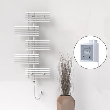 Radiva - FIJI Electric Towel Warmer 650x1250 White (KTX3 Thermostat) 600W Spiral Cable