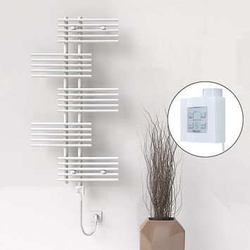 - Fiji Sèche Serviettes Electrique 650x1250 Blanc Ktx4 1000 Watt Câble en spirale  - Fiji Sèche Serviettes Electrique 650x1250 Blanc Ktx4 1000 Watt Câble en spirale