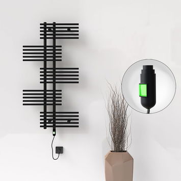 Radiva - FIJI Electric Towel Warmer 650x1250 Black Matt (On/Off Button) 600W