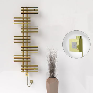 Radiva - FIJI Electric Towel Warmer 650x1762 Gold (KTX1 Thermostat) 600W Spiral Cable