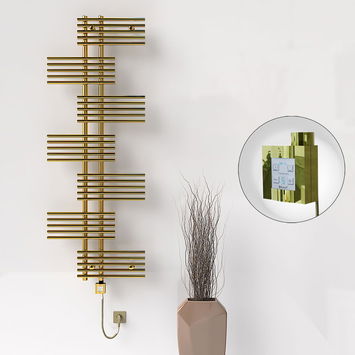Radiva - FIJI Electric Towel Warmer 650x1762 Gold (KTX4 Thermostat) 600W Spiral Cable