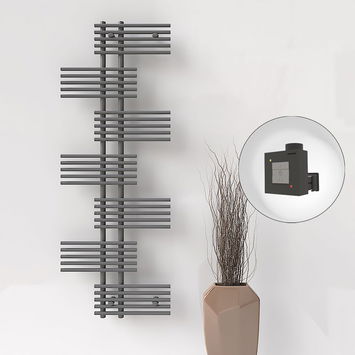 Radiva - FIJI Electric Towel Warmer 650x1762 Anthracite (KTX1 Thermostat) 1000W