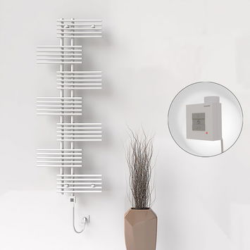 Radiva - FIJI Electric Towel Warmer 650x1762 White (KTX1 Thermostat) 1000W Spiral Cable