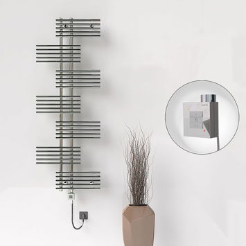  - FIJI Electric Towel Warmer 650x1762 Chrome (KTX1 Thermostat) 600W Spiral Cable