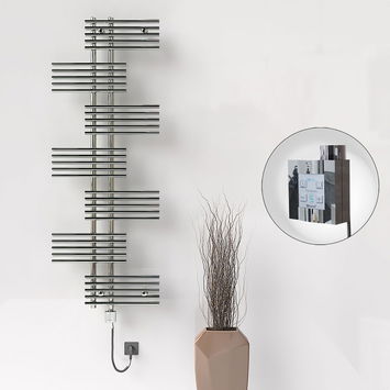  - FIJI Electric Towel Warmer 650x1762 Chrome (KTX4 Thermostat) 600W Spiral Cable