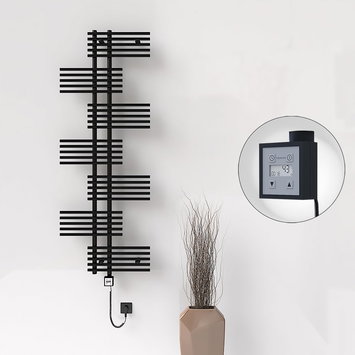 Radiva - Fiji Elektrikli Havlupan 650x1762 Siyah (KTX3 Termostat) 1000W Spiral Kablolu
