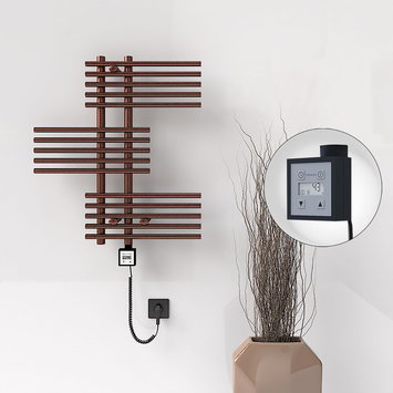 Radiva - Fiji Sèche Serviettes Electrique 650x740 Antique Cuivre Ktx3 200 Watt Câble en spirale