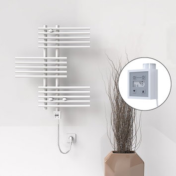 Radiva - FIJI Electric Towel Warmer 650x740 White (KTX3 Thermostat) 300W Spiral Cable