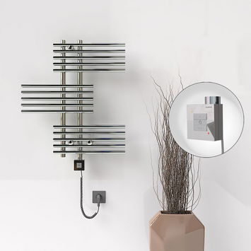- FIJI Electric Towel Warmer 650x740 Chrome (KTX1 Thermostat) 200W Spiral Cable  - FIJI Electric Towel Warmer 650x740 Chrome (KTX1 Thermostat) 200W Spiral Cable
