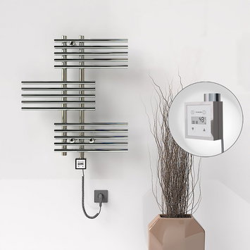 Radiva - Fiji Elektrikli Havlupan 650x740 Krom (KTX3 Termostat) 200W Spiral Kablolu