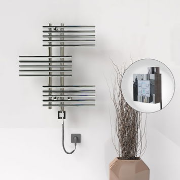 - FIJI Electric Towel Warmer 650x740 Chrome (KTX4 Thermostat) 200W Spiral Cable  - FIJI Electric Towel Warmer 650x740 Chrome (KTX4 Thermostat) 200W Spiral Cable