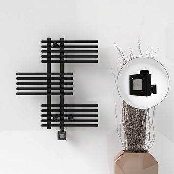 Radiva - Fiji Sèche Serviettes Electrique 650x740 Noir mat Ktx1 300 Watt Radiva - Fiji Sèche Serviettes Electrique 650x740 Noir mat Ktx1 300 Watt