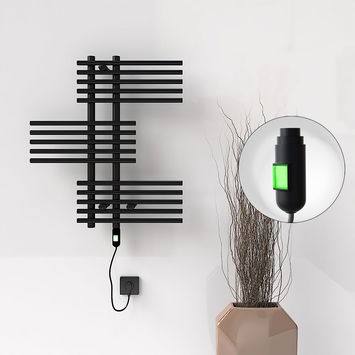 Radiva - FIJI Electric Towel Warmer 650x740 Black Matt (On/Off Button) 300W Radiva - FIJI Electric Towel Warmer 650x740 Black Matt (On/Off Button) 300W