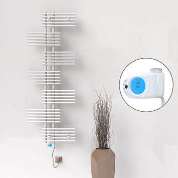 Radiva - Fiji Sèche Serviettes Electrique 900 Watt 650x1762 Blanc (Thermostat Musa)