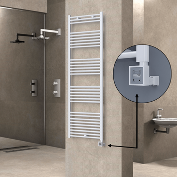 Radiva - Haiti Electric Towel Warmer 600x1800 Flat White Gloss (KTX3 Thermostat) 1000 Watt