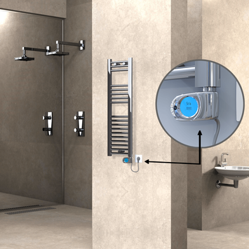 Radiva - Haiti Electric Towel Warmer 300x1000 Flat Chrome (Musa Thermostat) 200 Watt