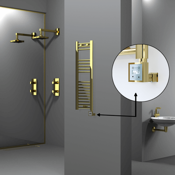 Radiva - Haiti Electric Towel Warmer 300x1000 Flat Gold (KTX3 Thermostat) 200 Watt