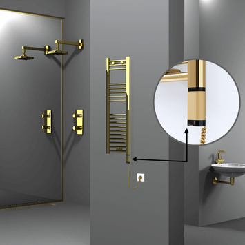 Radiva - Haiti Electric Towel Warmer 300x1000 Flat Gold (OneD On/Off ) Right 200 Watt