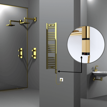 Radiva - Haiti Electric Towel Warmer 300x1100 Flat Gold (OneD On/Off ) Right 200 Watt