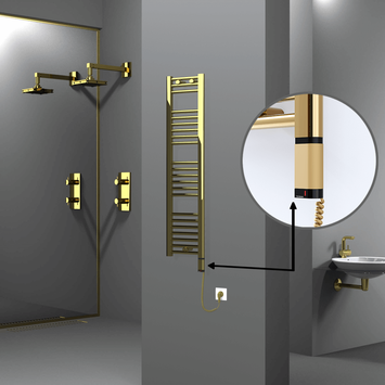 Radiva - Haiti Electric Towel Warmer 300x1200 Flat Gold (OneD On/Off ) Right 200 Watt