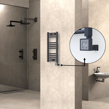 Radiva - Haiti Electric Towel Warmer 300x700 Flat Anthracite Textured (KTX3 Thermostat) 200 Watt
