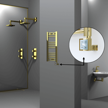 Radiva - Haiti Electric Towel Warmer 300x700 Flat Gold (KTX3 Thermostat) 200 Watt