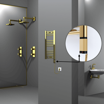 Radiva - Haiti Electric Towel Warmer 300x700 Flat Gold (OneD On/Off ) Right 200 Watt