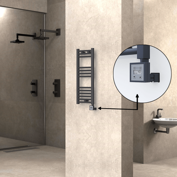 Radiva - Haiti Electric Towel Warmer 300x800 Flat Anthracite Textured (KTX3 Thermostat) 200 Watt