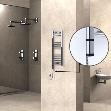 Radiva - Haiti Electric Towel Warmer 300x800 Flat Chrome (OneD On/Off ) Left 200 Watt