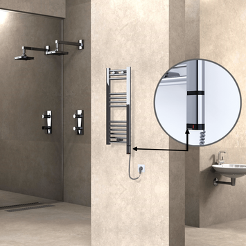 Radiva - Haiti Electric Towel Warmer 300x800 Flat Chrome (OneD On/Off ) Right 200 Watt