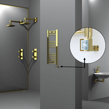 Radiva - Haiti Electric Towel Warmer 300x800 Flat Gold (KTX3 Thermostat) 200 Watt