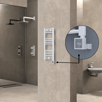 Radiva - Haiti Electric Towel Warmer 300x800 Flat White Gloss (KTX3 Thermostat) 200 Watt