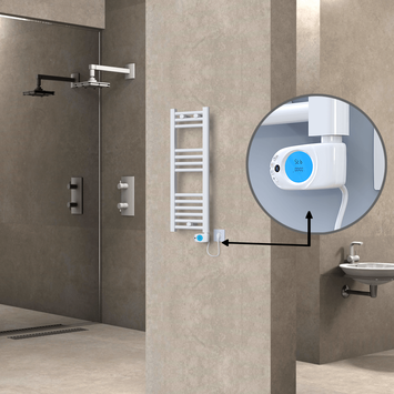 Radiva - Haiti Electric Towel Warmer 300x800 Flat White Gloss (Musa Thermostat) 200 Watt