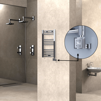  - Haiti Electric Towel Warmer 400x700 Flat Chrome (KTX3 Thermostat) 200 Watt