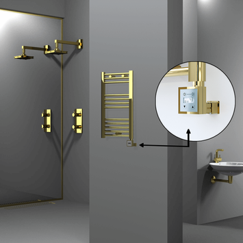 Radiva - Haiti Electric Towel Warmer 400x700 Flat Gold (KTX3 Thermostat) 200 Watt