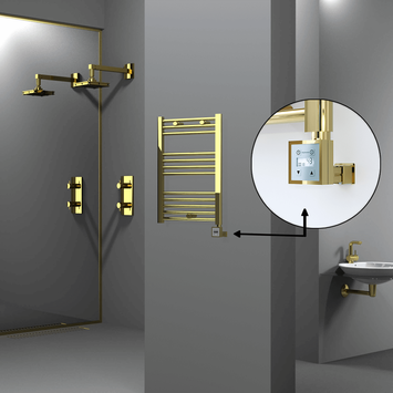 Radiva - Haiti Electric Towel Warmer 500x700 Flat Gold (KTX3 Thermostat) 200 Watt Radiva - Haiti Electric Towel Warmer 500x700 Flat Gold (KTX3 Thermostat) 200 Watt