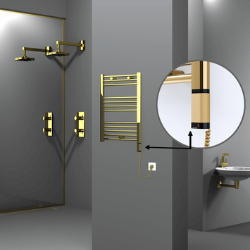 Radiva - Haiti Electric Towel Warmer 500x700 Flat Gold (OneD On/Off ) Right 200 Watt Radiva - Haiti Electric Towel Warmer 500x700 Flat Gold (OneD On/Off ) Right 200 Watt