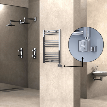 Radiva - Haiti Electric Towel Warmer 500x800 Flat Chrome (KTX3 Thermostat) 200 Watt